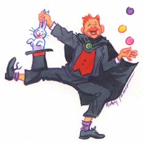 Magician. Media: watercolor, colored pencil, pastel