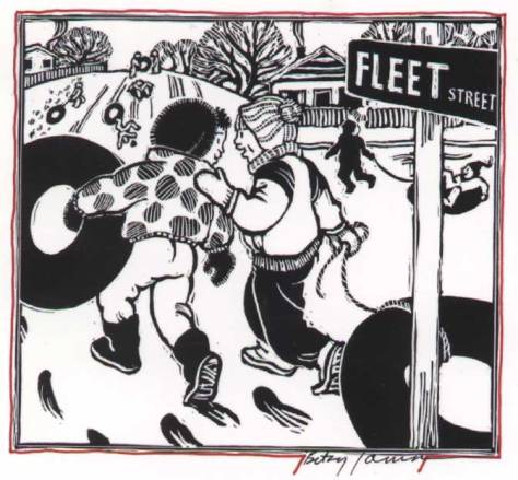 Inner Tubes! Media: scratchboard and colored pencil