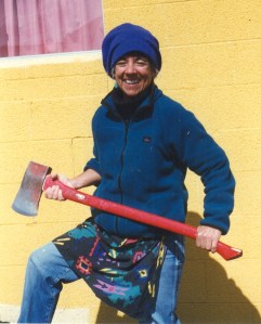 Chopping wood at Zuni Pueblo. A'acho!